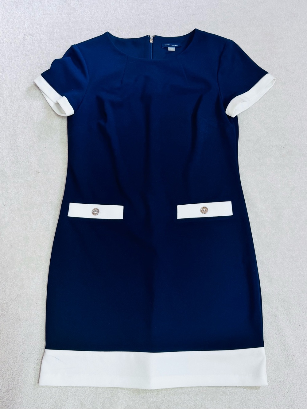 tommy Hilfiger Short Sleeve Shift Dress Sz 10 - Navy